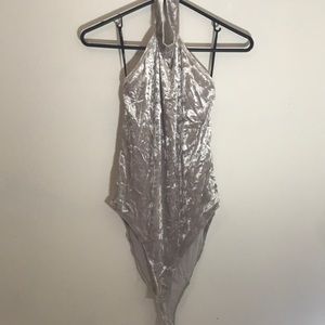 Silver Velvet Forever21 bodysuit